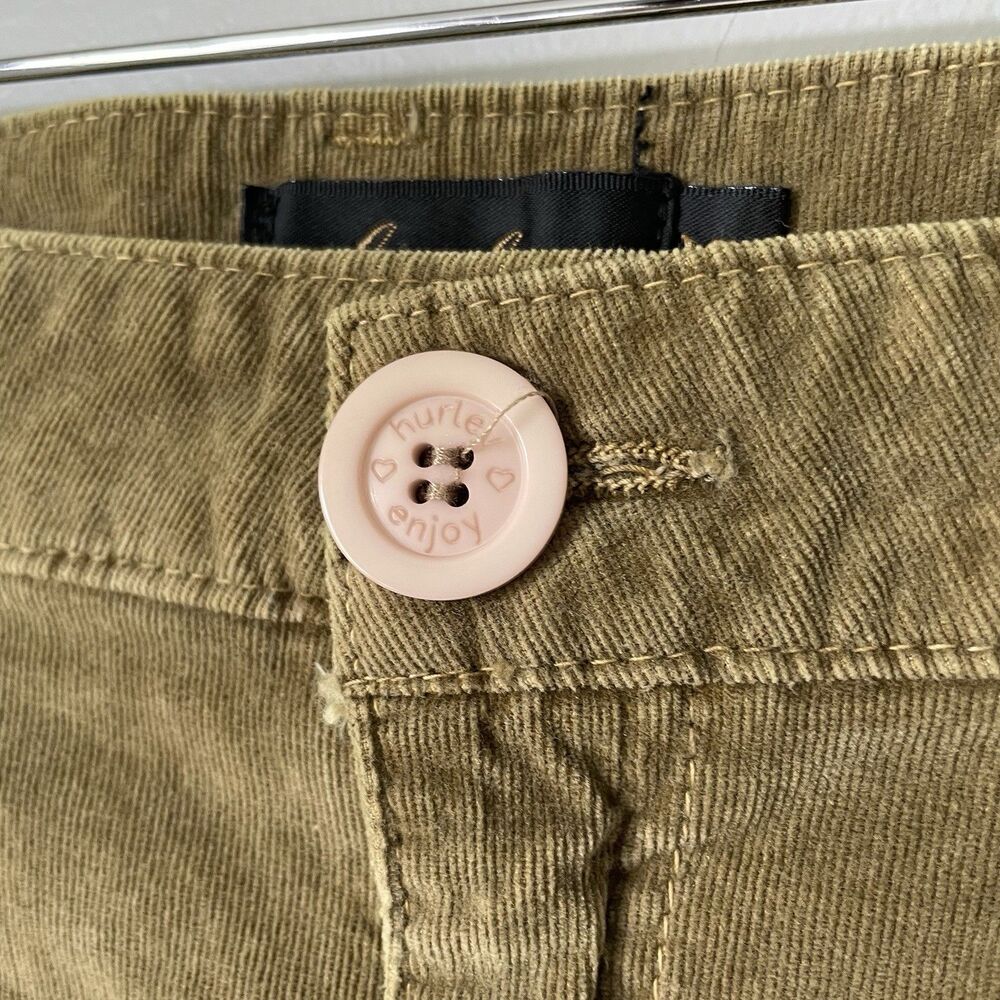 Vintage Hurley y2k 2000's Micro Mini Skirt Low-Rise Corduroy Green Junior's 5 - Picture 6 of 12